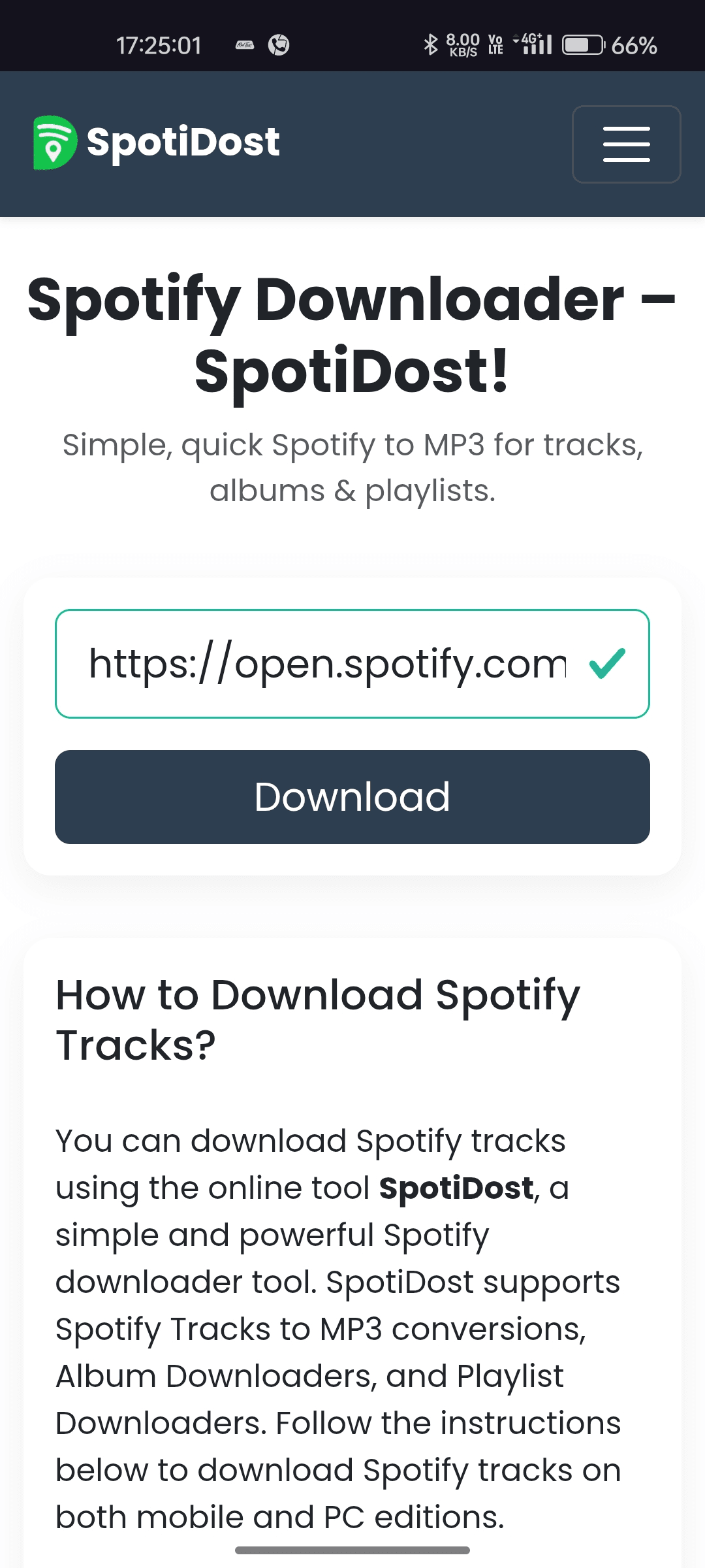 Paste the URL and Download