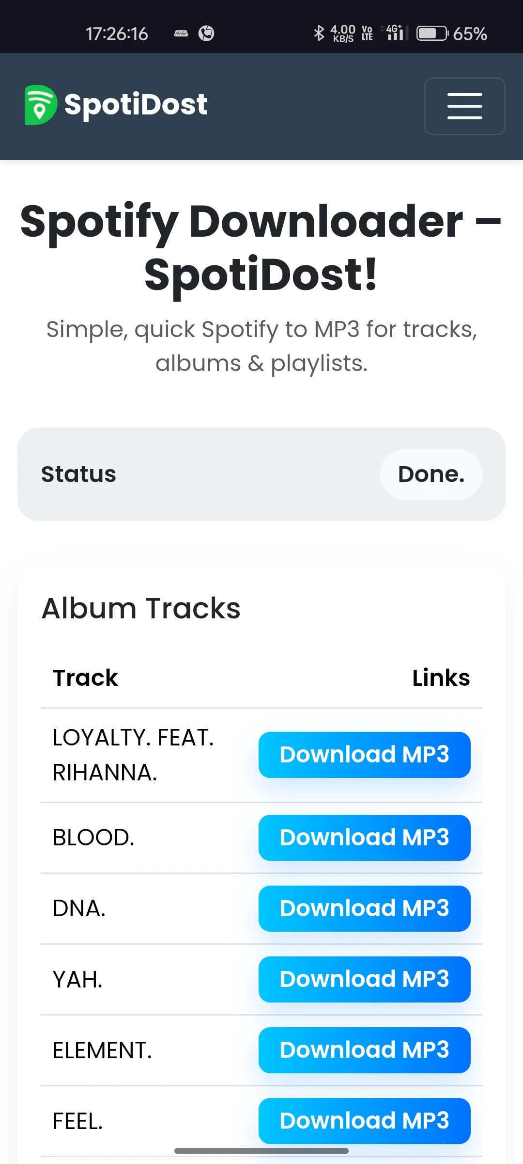 Download Spotify Album Tracks One by One