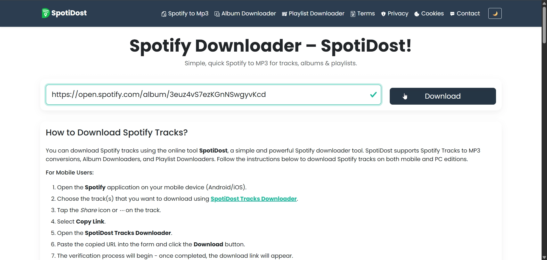 Paste Album URL