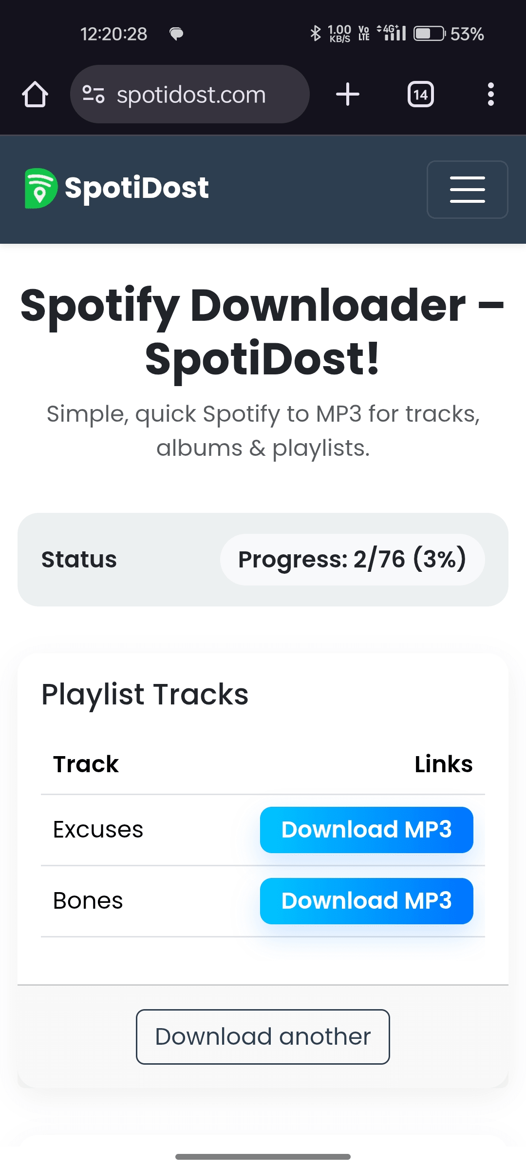 Download Spotify Playlist Tracks One by One