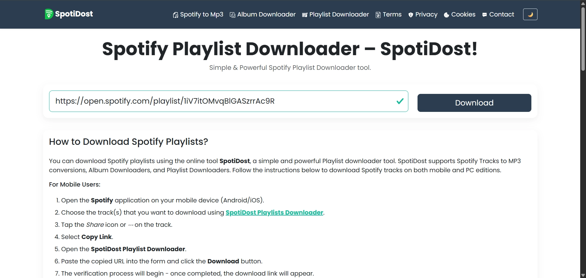 Click Download Button