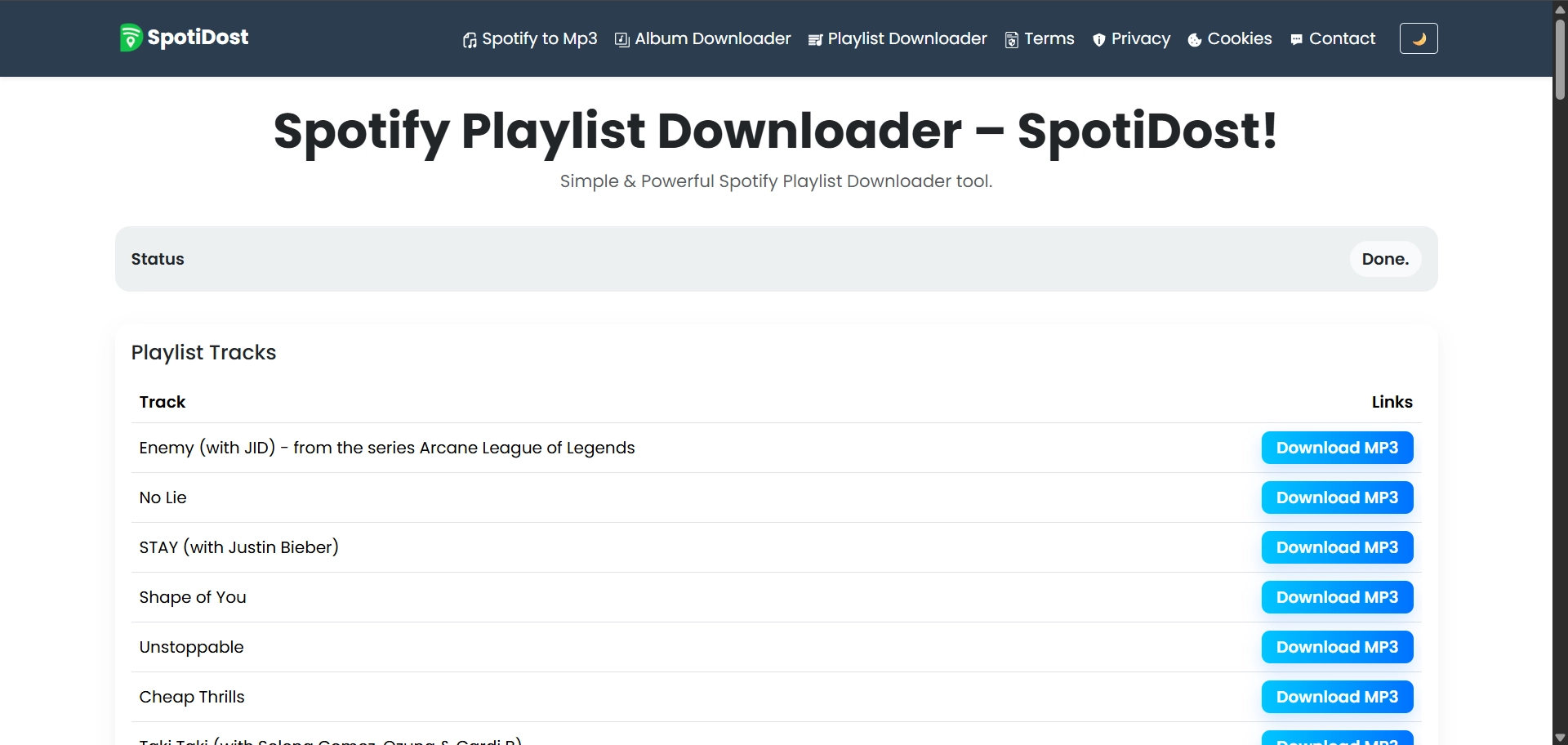Download Playlist Tracks Individually