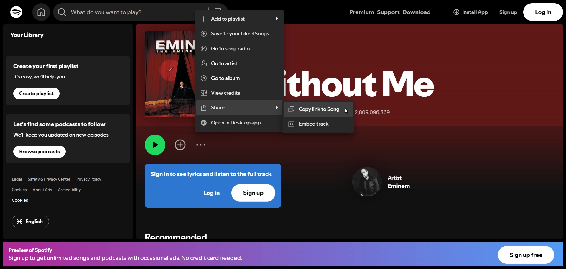 Copy Track URL